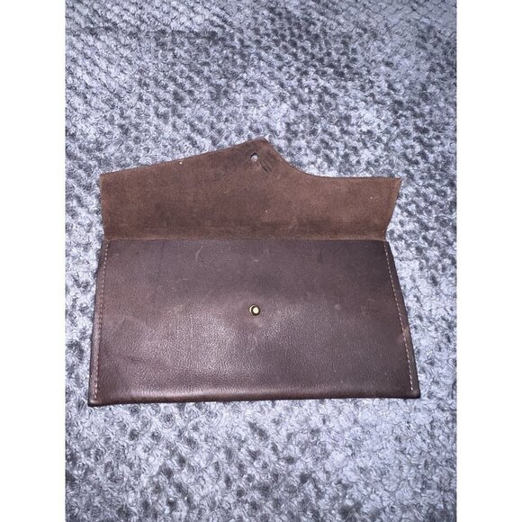 Brown Nobuck Leather Envelope Fold over Wallet Bag - Picture 4 of 10